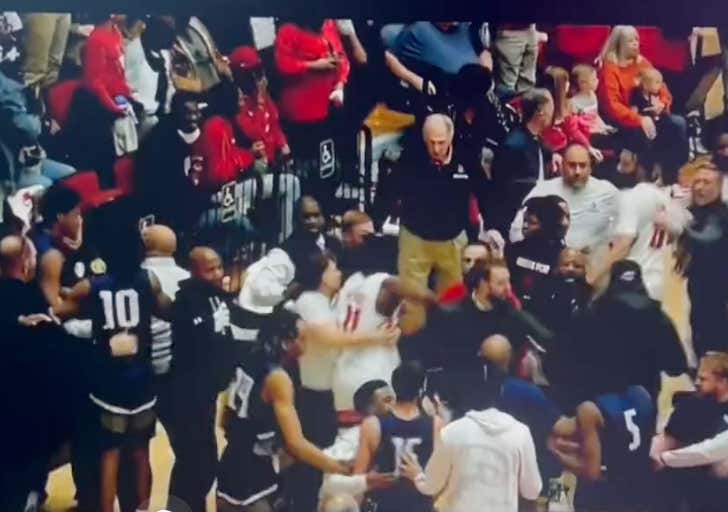 CHAOS: North Florida/Austin Peay Players Sprint To The Tunnel For A Brawl After Their Game Ends With A Skirmish On The Court