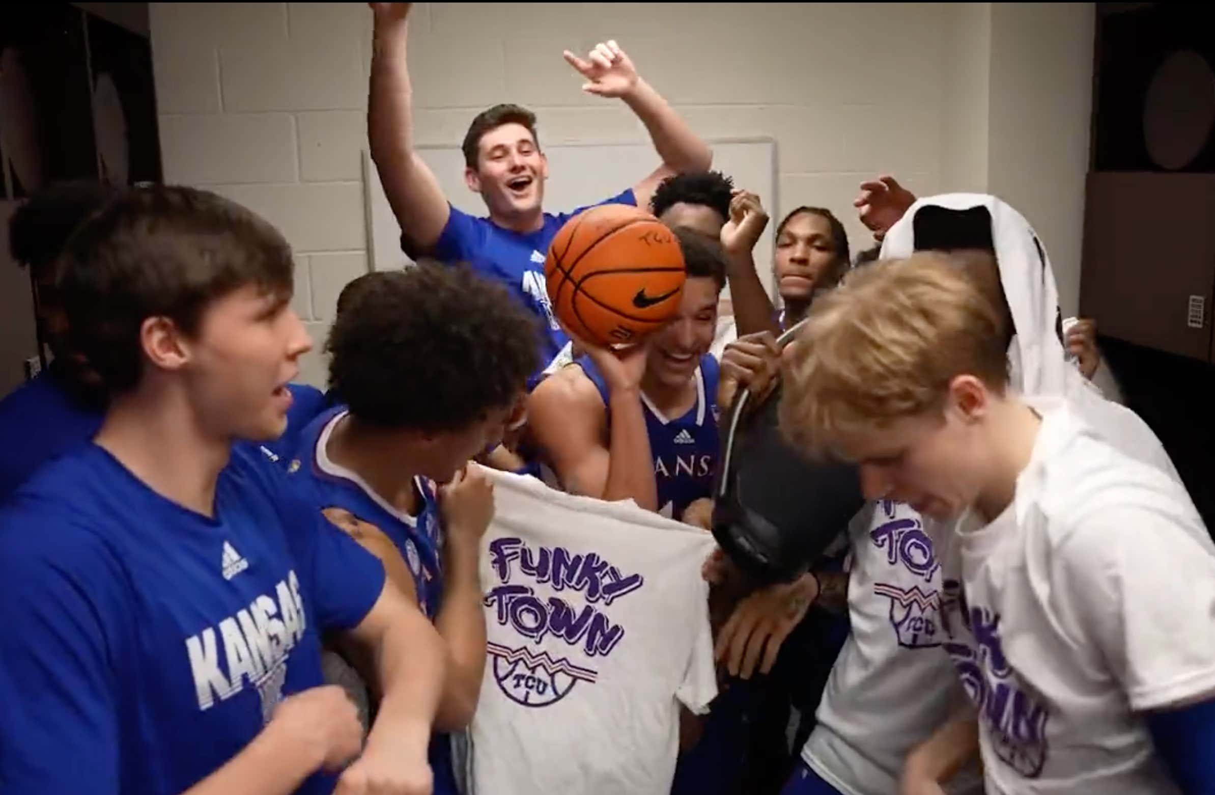 Kansas Trolled TCU After Their Win Last Night By Taking Back A Game Ball And Giveaway T-Shirts For TCU Fans