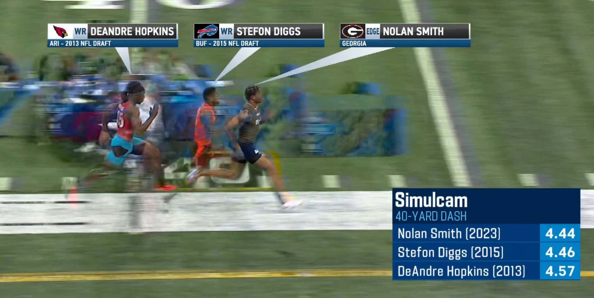 NFL Combine Simulcam Shows Georgia EDGE Nolan Smith Beating Stefon Diggs And DeAndre Hopkins In The 40-Yard Dash