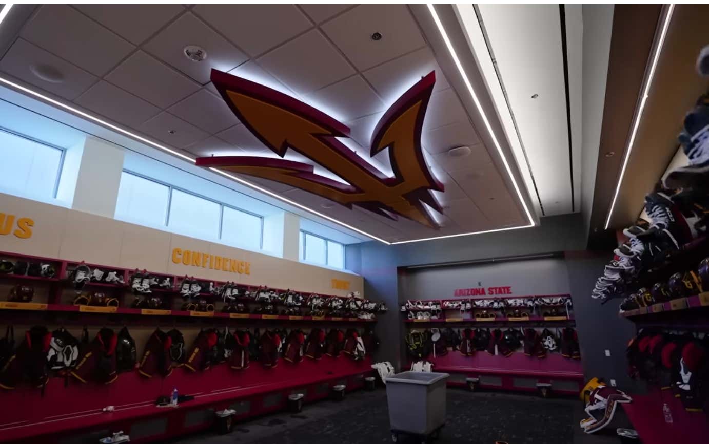 Get Ready For College Hockey Conference Finals Week With Our Tour Of The $134 Million ASU Locker Room