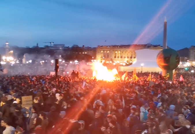 There are MASSIVE Protests Going On Across France After Macron Raised The Retirement Age From 62 to a 64 Without A Vote
