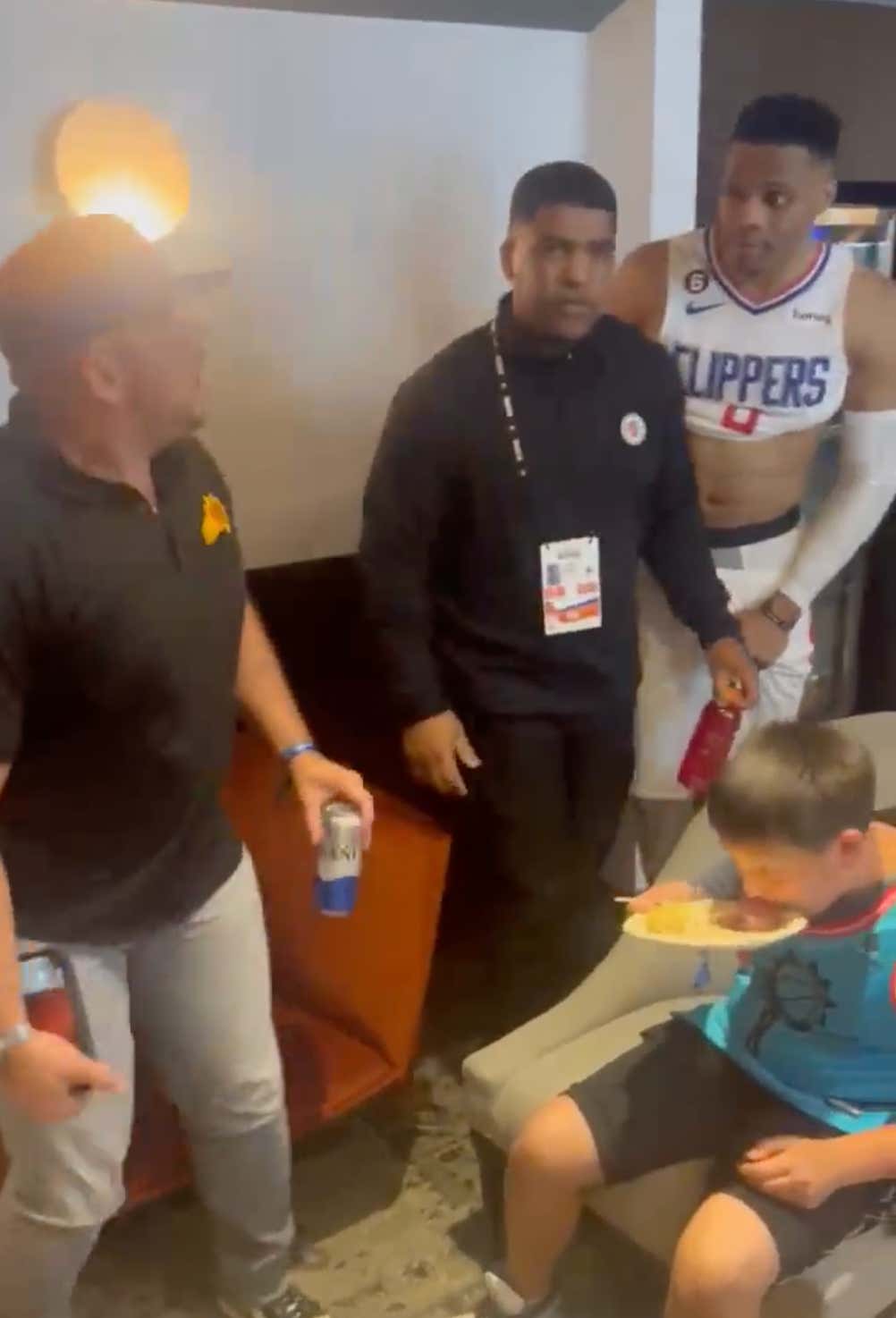 "Watch Your Mouth Motherfucker" - Russell Westbrook Went Into A Suns Fan Lounge And Confronted a Heckler At Half Time Of Sunday Night's Playoff Game