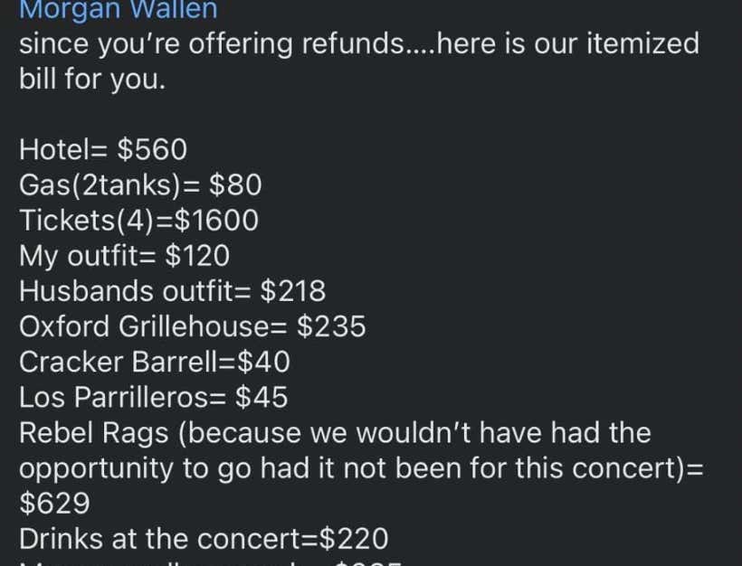 This Lady Says Wallen Owes Her 3,982 For The Concert He