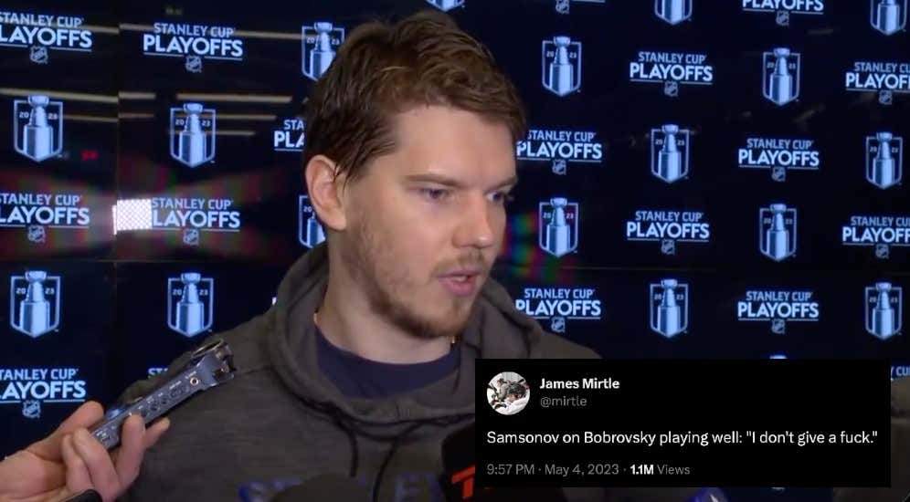 "I Don't Give A Fuck" -- It Appears Ilya Samsonov Isn't Totally Elated About Sergei Bobrovsky Playing Well
