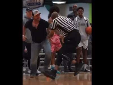 VIDEO: Loser Sports Dad Picks the Wrong Youth Basketball Referee to Get Handsy With