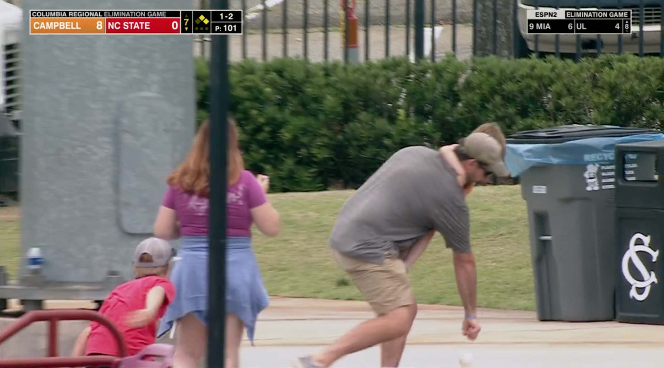 WATCH: This Dad Tried To Catch A Foul Ball While Holding His Kid And His Wife Is Going To Fucking Kill Him After How It Ended