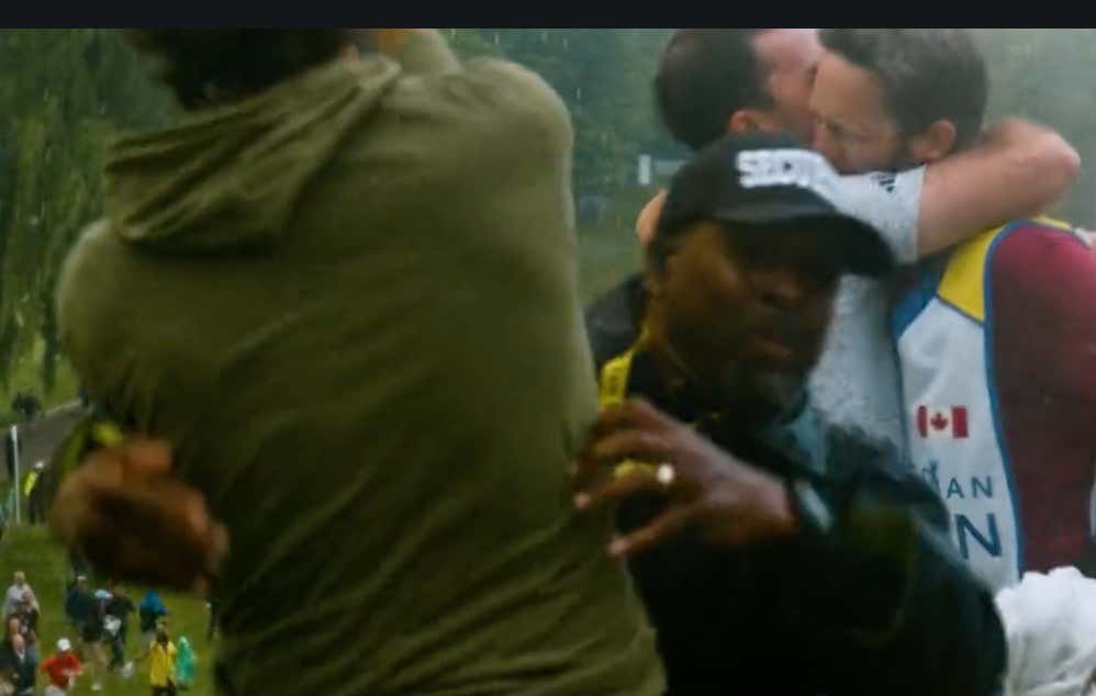 Perfect Cinema: This Slow-Mo, Behind The Scenes View Of Adam Hadwin Getting Truck Sticked Mid-Champagne Shower