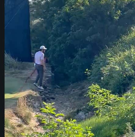 One Of Us - Adam Hadwin Chucks His Club Into The LACC Bushes, Climbs Up To Retrieve It Himself Because He's A 'Good Canadian Kid'