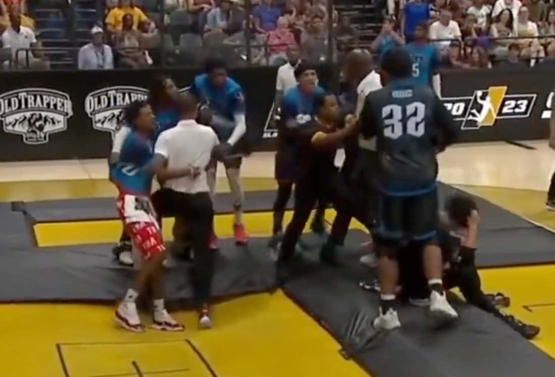 There's Something Objectively Hilarious About Grown Men Fighting On A Trampoline