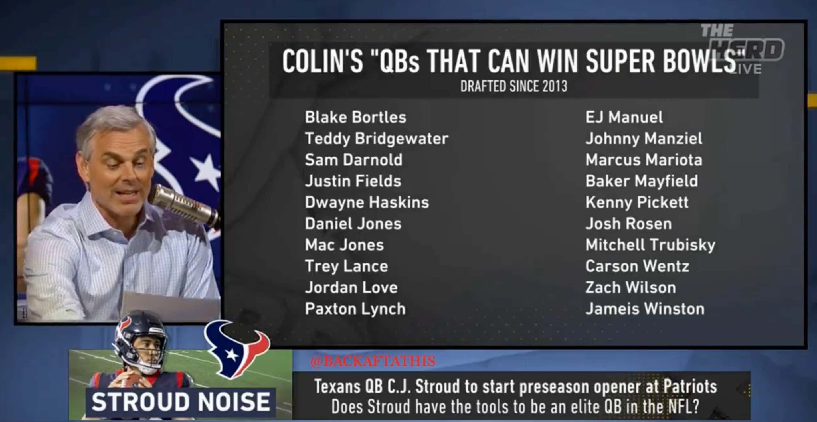 Colin Cowherd Listed Dwayne Haskins, Who Passed Away Last Year, As One Of His Quarterbacks Who Can't Win A Super Bowl