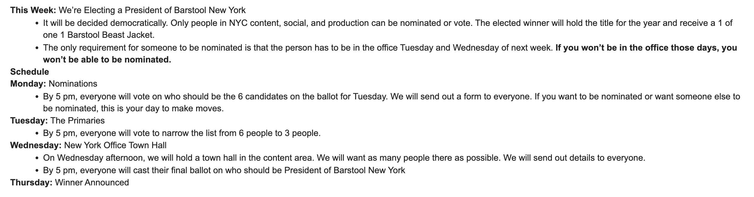Barstool New York Is Electing A President This Week — Here's My Top 5 Contenders For The Crown