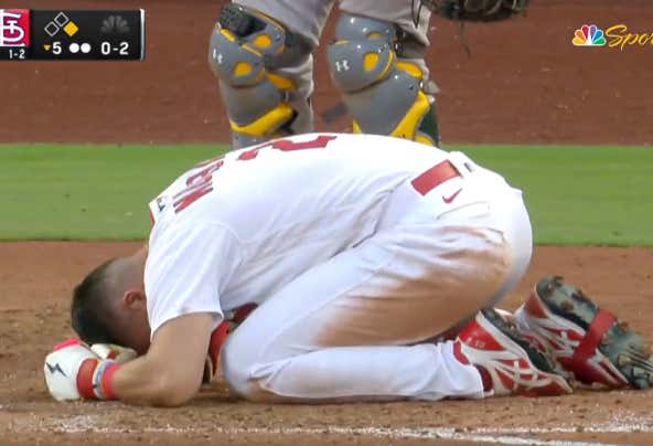 Watch: Cardinals' Lars NootBaar Collapses At Bat After Taking Arguably One Of The Worst Nut Shots Of All Time