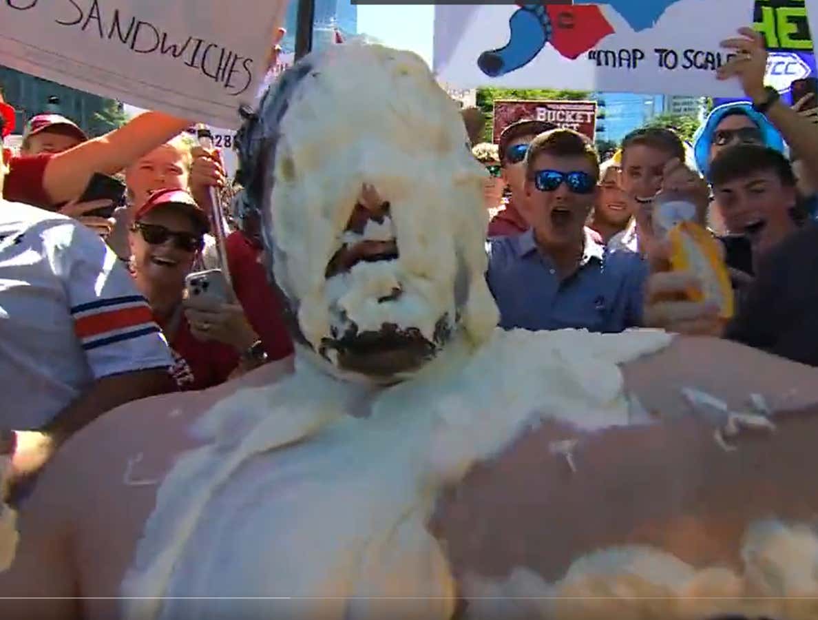 College Football Is Back: Man Covers His Entire Body In Mayo For 20 Seconds Of Air Time