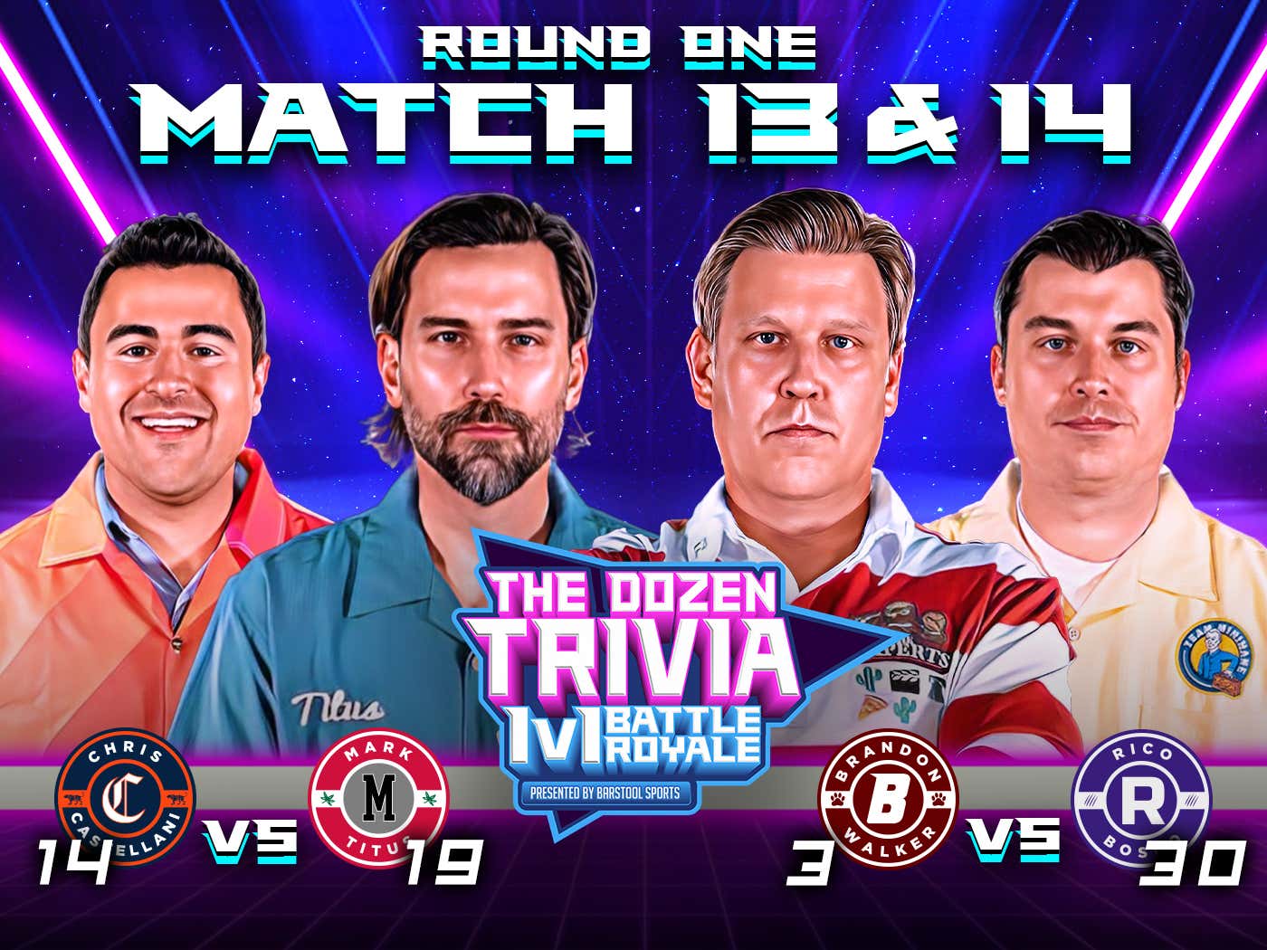 Brandon Walker vs. Rico Bosco & Mark Titus vs. Castellani (Match 13&14
