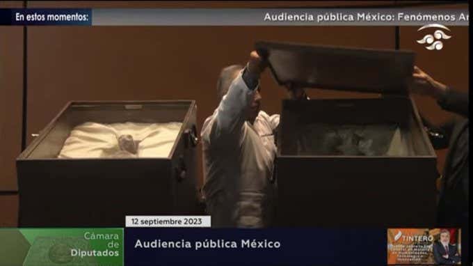 Mexico's Congress Just Unboxed Two 1,000 Year Old Mummified Alien Corpses on Live TV