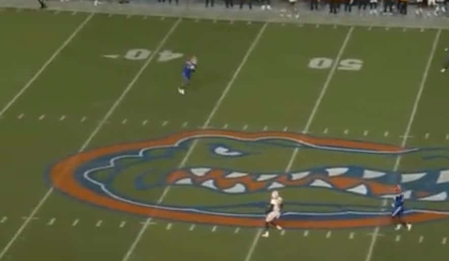 This Florida Player That Looks Like He Is Fielding A Punt Was Actually Catching A Pass From Tennessee QB Joe Milton