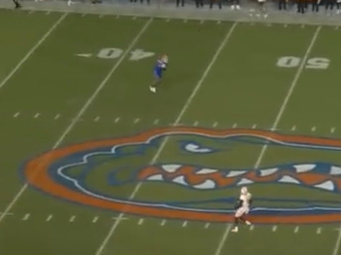 This Florida Player That Looks Like He Is Fielding A Punt Was Actually Catching A Pass From Tennessee QB Joe Milton