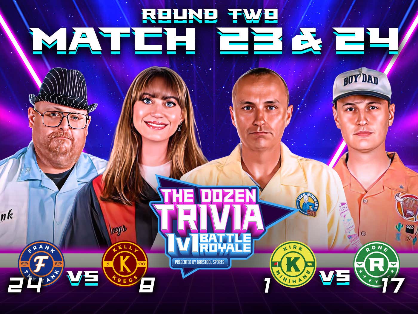 Kelly Keegs vs. Frank the Tank & Kirk Minihane vs Rone (Match 23&24
