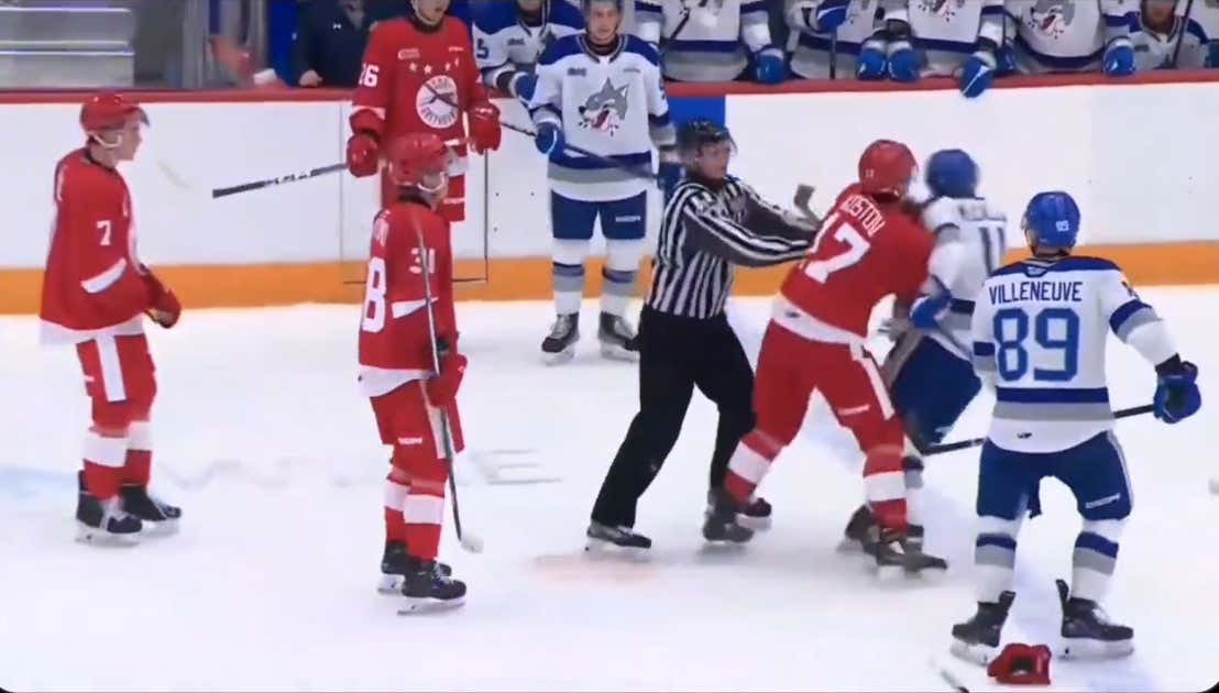 This Has To Be The First Line Brawl Started By A "Chain Snatch" In Hockey History