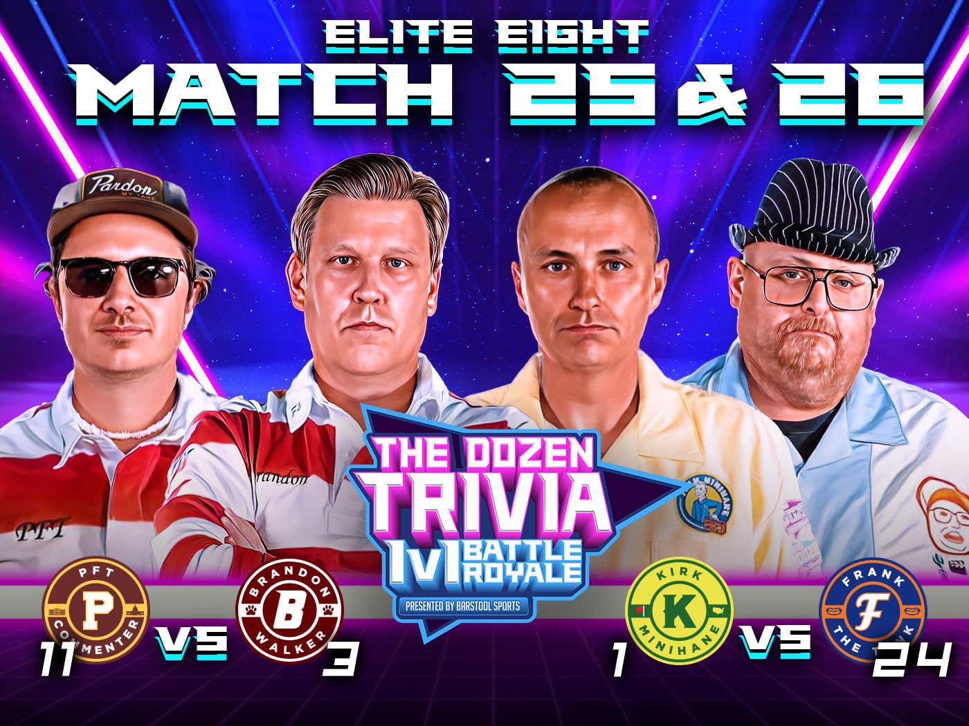 Brandon Walker vs. PFT & Kirk Minihane vs. Frank the Tank (Match 25