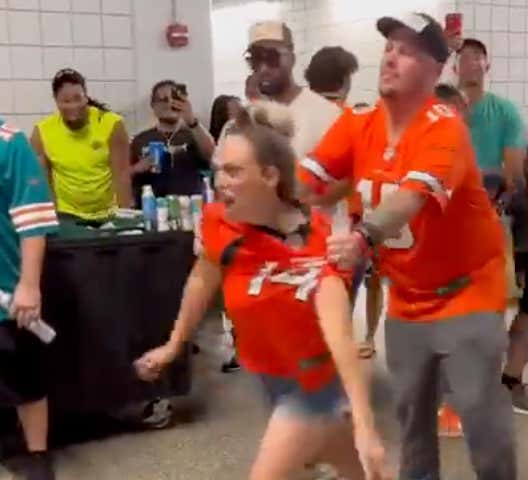 This Fan Trying To Fight Everyone In Miami Is The Only Bronco With Heart, Should Be On Sean Payton's Staff Immediately