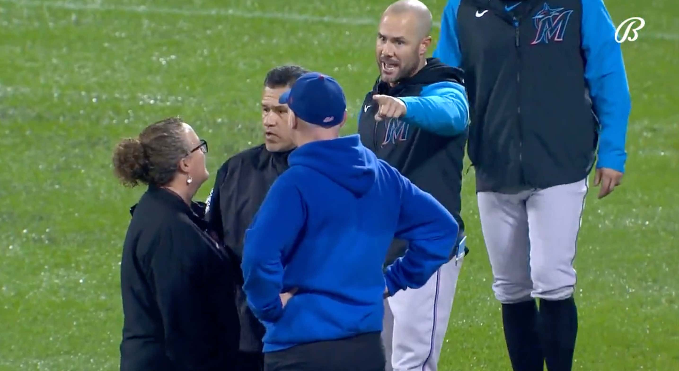 Marlins Manager Skip Schumacher Was PISSED At The New York Mets Grounds Crew After Last Night's Game Got Delayed