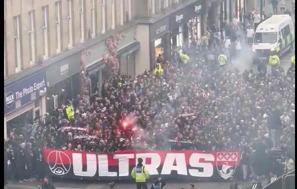 PSG Ultras Are Taking Over The Streets Of Newcastle And Causing Mayhem