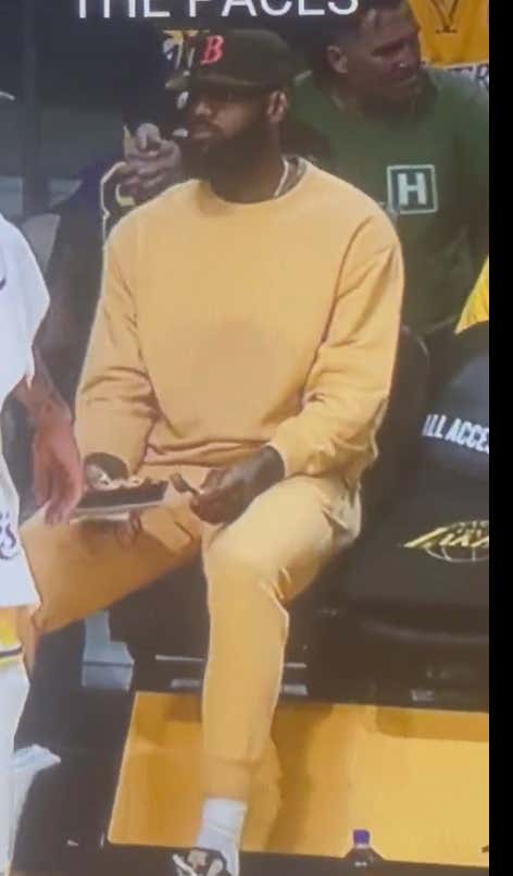 #HealthyDebate : Lebron Eating Food On The Bench Is Less Of An Offense Than His Awful Outfit