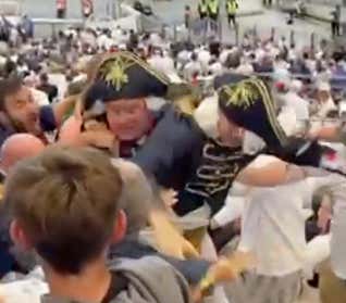 You Absolutely HAVE To Win A Stadium Fight If You're In The Stands Dressed Like A Royal British Naval Officer In 1767