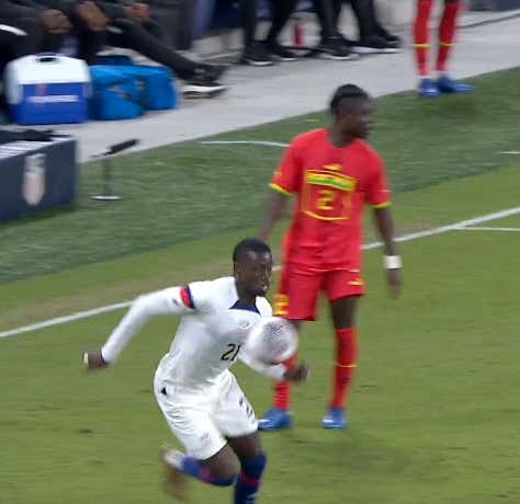 A Ghana Player Had No Decision But To Simply Quit Playing After Tim Weah Embarrassed Him During The USA's Ass Kicking Last Night
