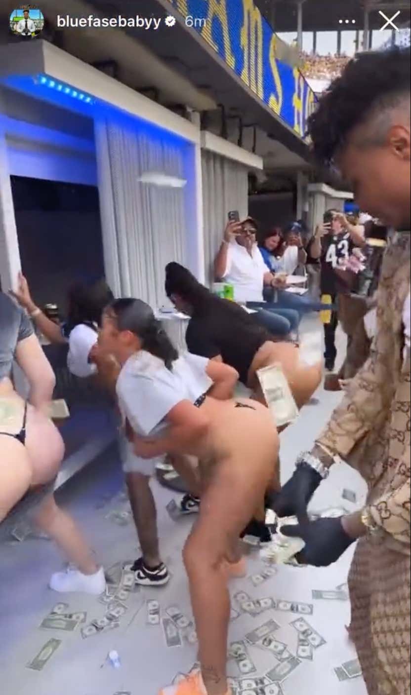 It's Safe To Say The Rapper Blueface Will Not Be Invited Back To A Rams Game Ever Again After Turning It Into A Strip Club