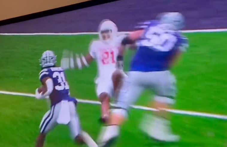 Kansas State Offensive Lineman Cooper Beebe Just Sent Houston's Juwon Gaston Into Next Week With This Block