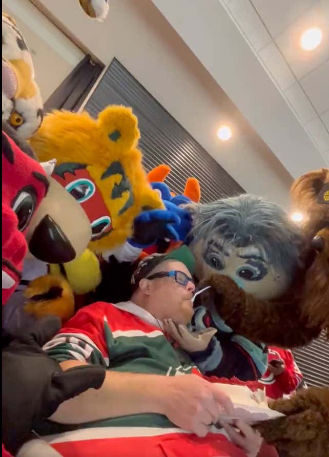 The Video Of Frank The Tank Being Caressed By NHL Mascots Is The Most Unbelievable Video You'll See Potentially Ever