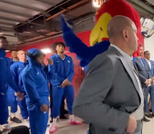 Set The Tone: Kentucky Benchwarmer Giving The Kansas Mascot The Middle Finger Is How I Know Cal Found His Juju Again