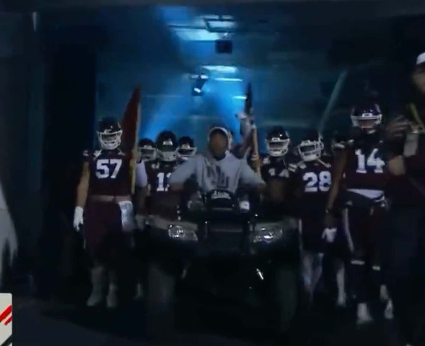 Mississippi State Interim Coach Greg Knox Led The Bulldogs Out Of The Tunnel On A Four-Wheeler For The Egg Bowl
