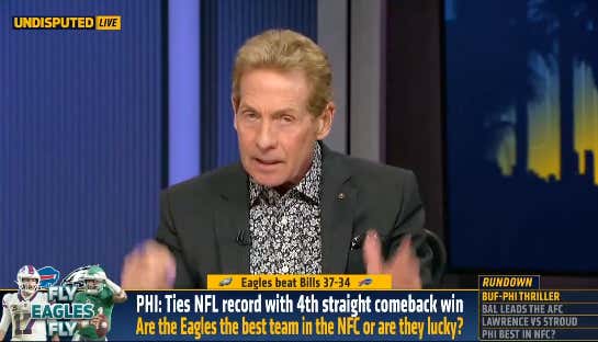 We Need A Wellness Check On Skip Bayless After This Rant About How "Lucky" The Eagles Have Been