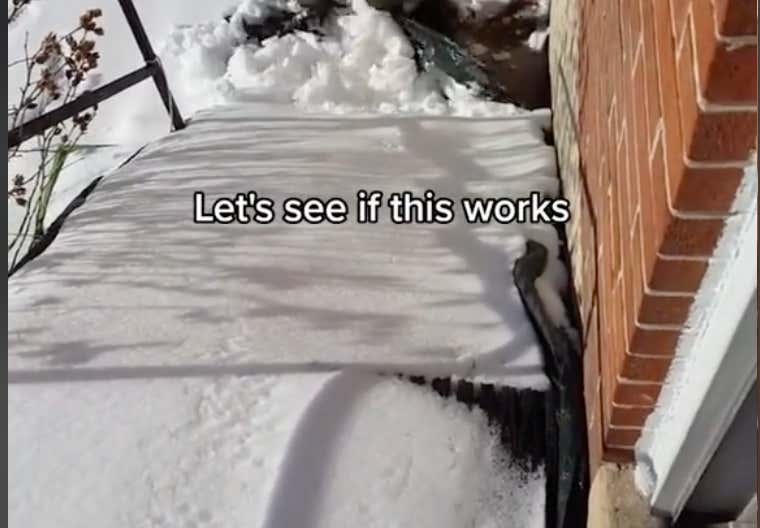 This Dad Has Solved The Troubles Of Shoveling Snow With One Simple Pull Of A Rug