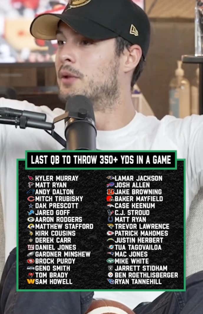 This List Of The Last QBs To Throw For 350 Yards On Each NFL Team Has