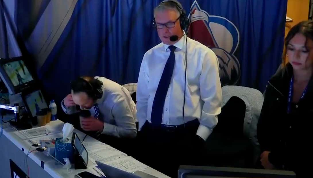 Colorado Avalanche Broadcaster Suffers Worst Fate Known To Man, Accidentally Takes A Sip From His Buddy's Spitter