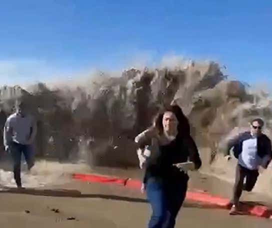 Watch: Wild Video Of A Bunch Of Californians Running For Their Lives After MASSIVE Rogue Wave Crashes On Beach