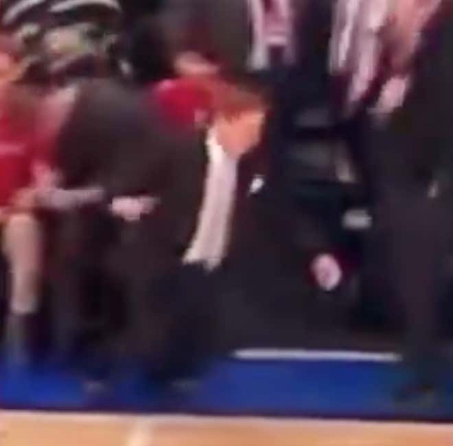 DOWN GOES PITINO! DOWN GOES PITINO! The Man Hates Losing So Much He's Now Collapsing To The Floor And Taking Out Knees