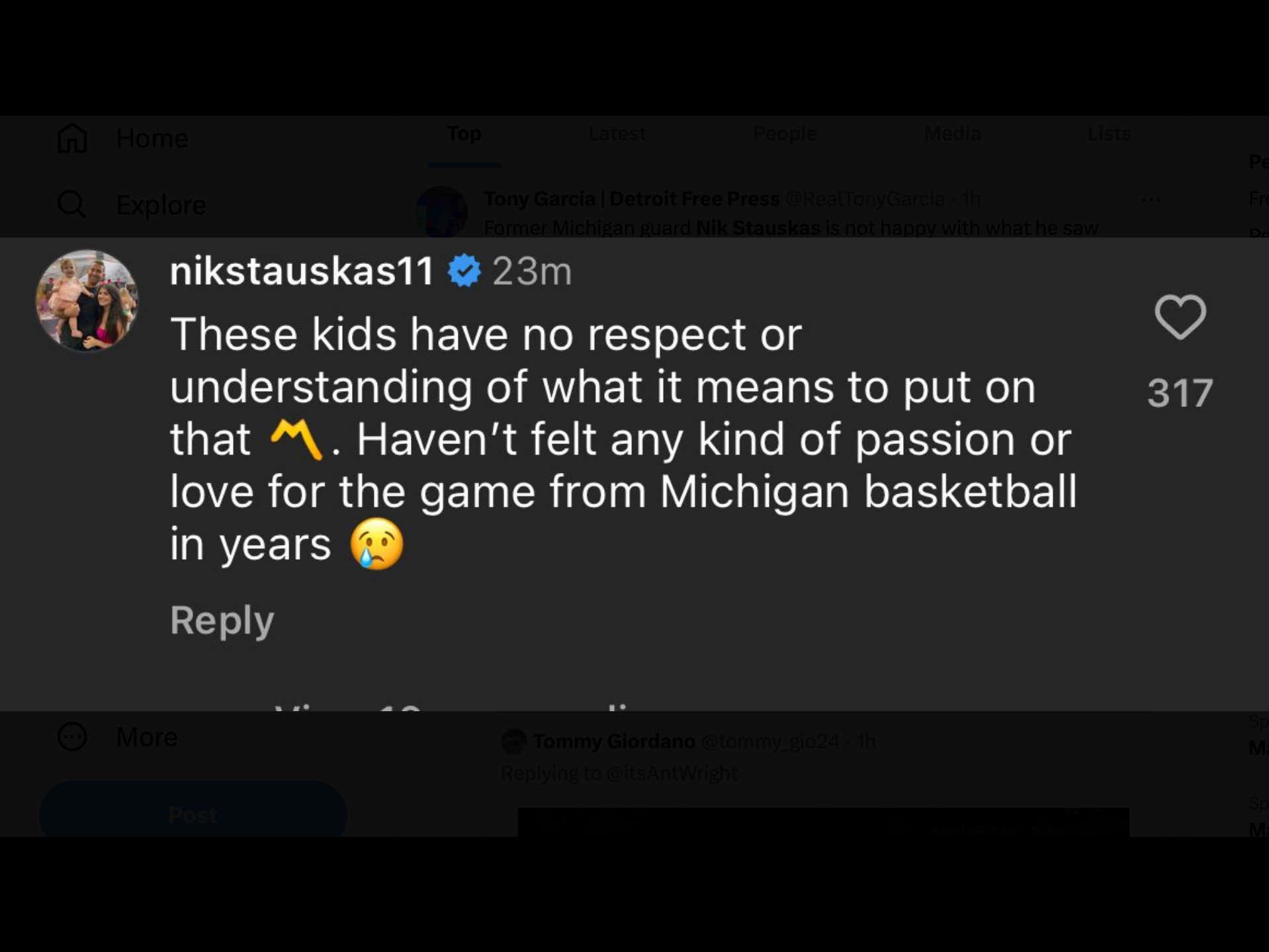 Former Michigan Basketball Player Nik Stauskas Took To Instagram To RIP