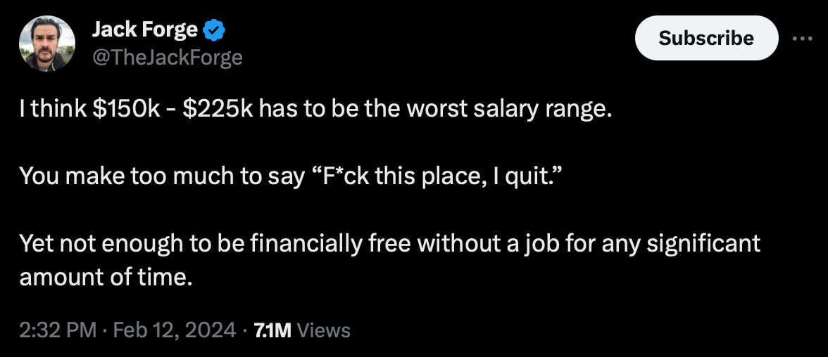 This Guy Says $150-225K Is the 'Worst Salary Range' You Can Have