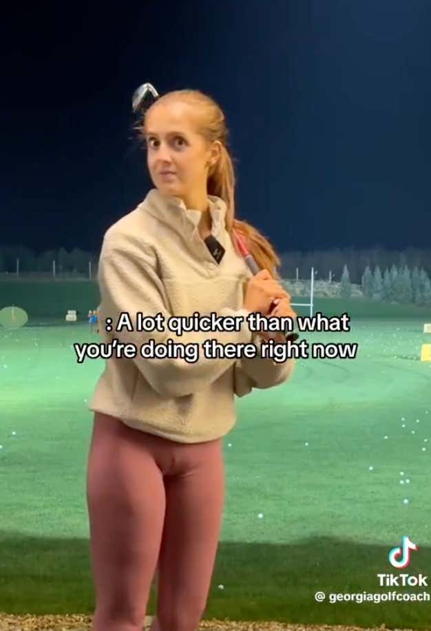 Professional Golf Coach Records Herself Practicing Her New Swing, Promptly Gets Berated By A Guy Who Tries To Fix It