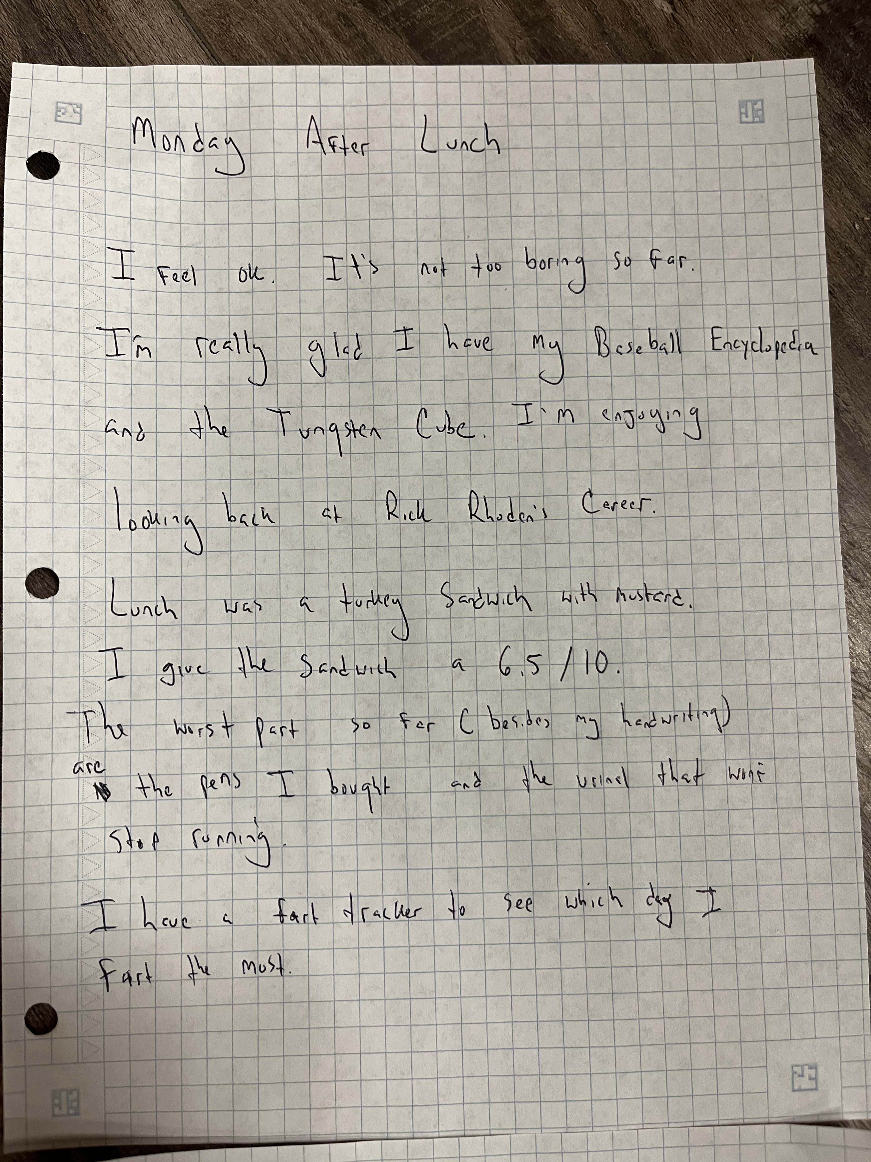 Klemmer's First Hand Written Blog From Solitary Confinement
