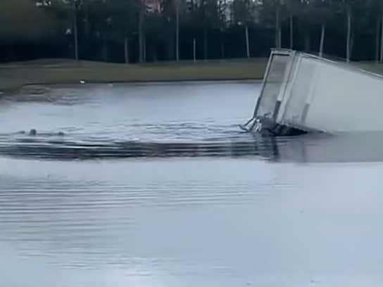 High School Lacrosse Coach Saves The Day, Rescues Semi-Truck Driver Who Crashed Into A Pond
