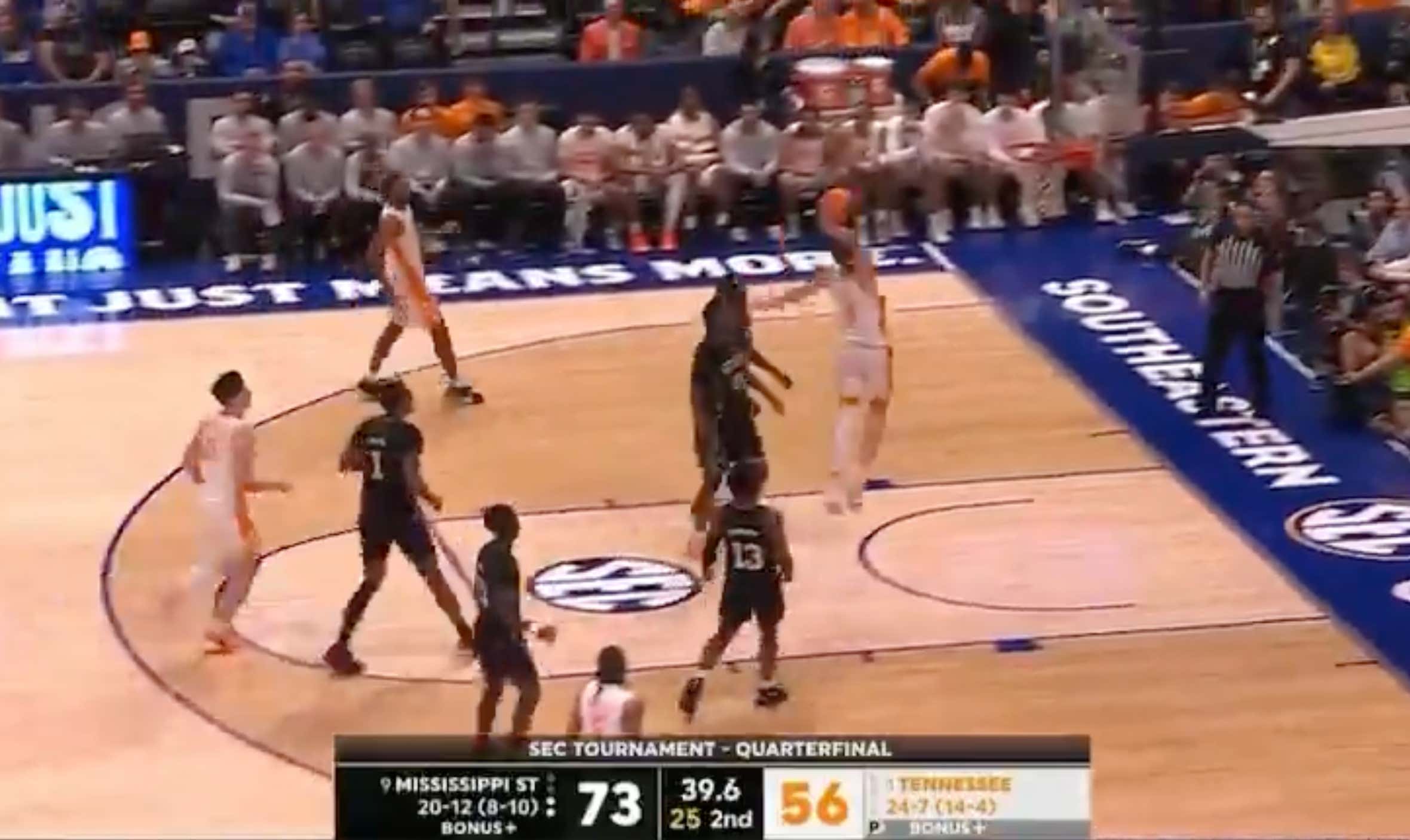 Dalton Knecht Tried To Throw Down a Hammer Dunk Down 17 With Less Than a Minute to Go and Got the Most Well-Deserved Rim Stuff Ever