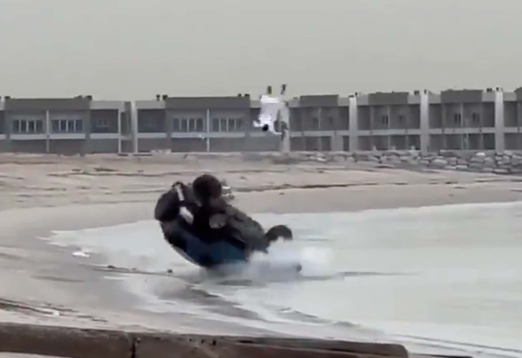Man Gets LAUNCHED From His Car Like You Can't Imagine After Barrel Rolling Into The Ocean