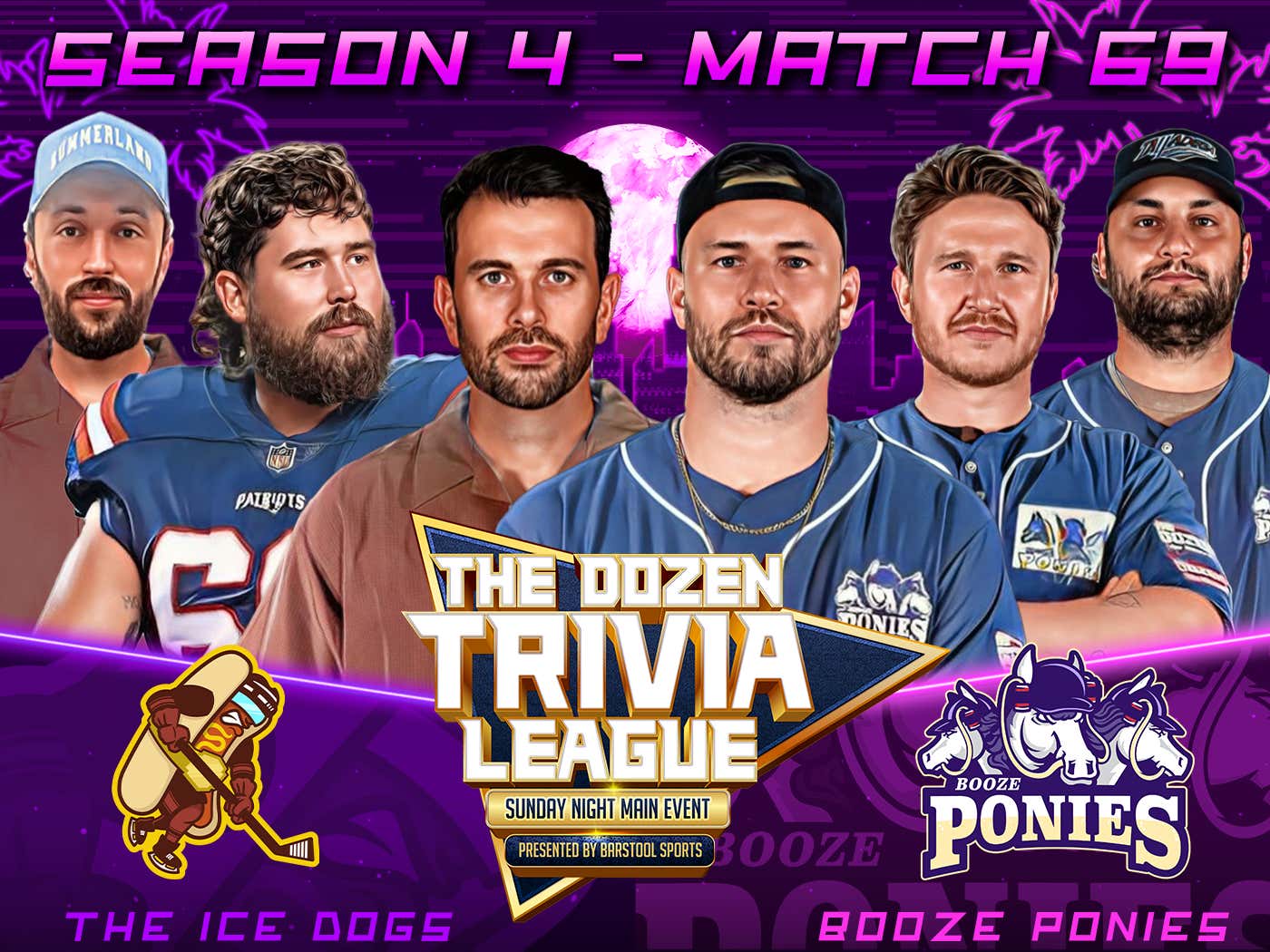 Booze Ponies vs. The Ice Dogs Match 69, Season 4 The Dozen Trivia League Barstool Sports