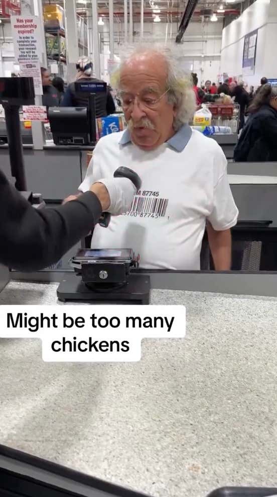 Nothing but Respect for This Costco Veteran Who Makes Cashiers Scan His Shirt To Avoid Exposing His Rotisserie Chickens to LED